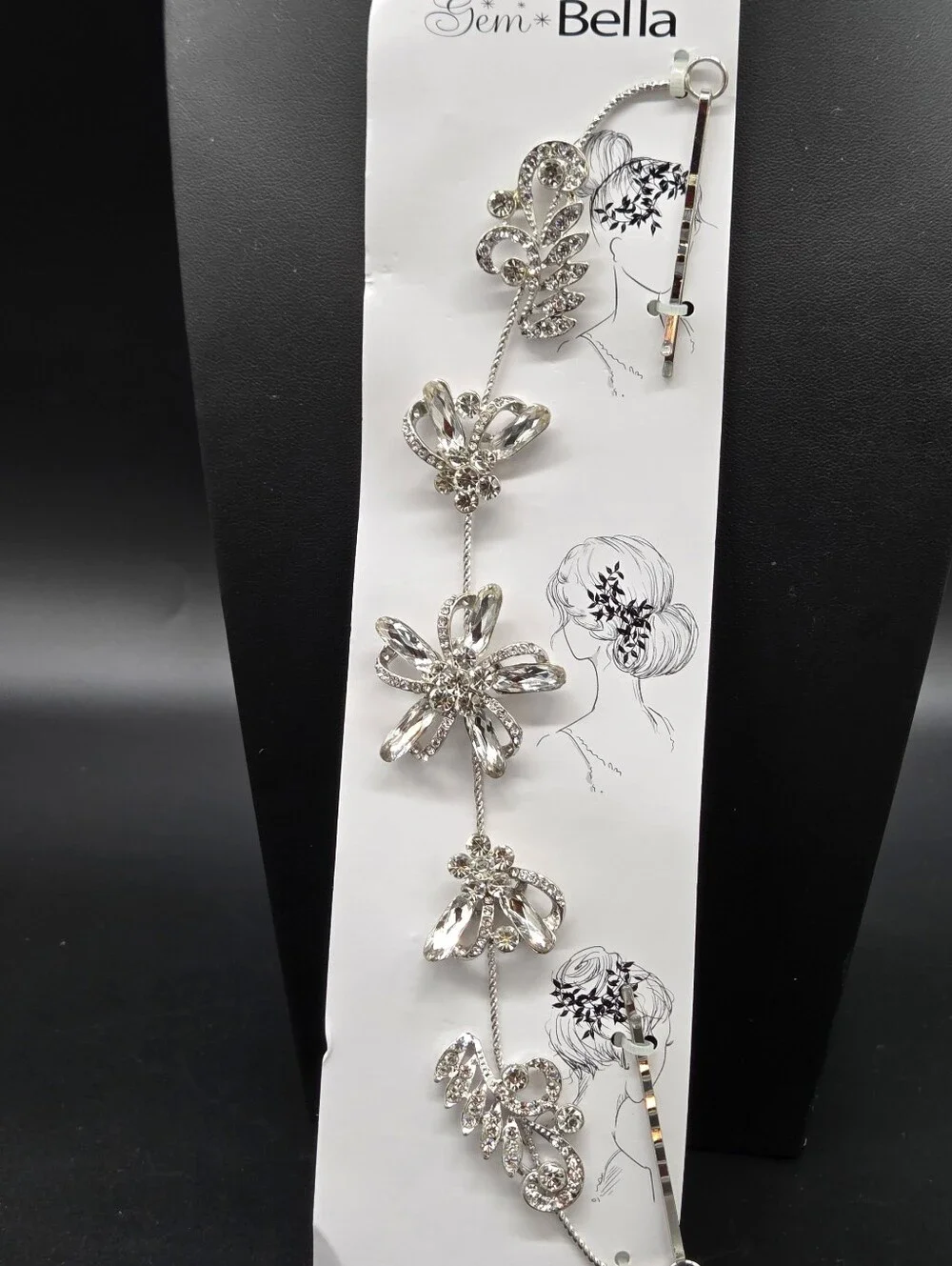 Silver Crystal Floral Hair Vine